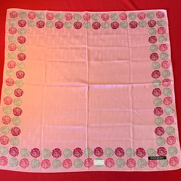 Yves Saint Laurent Accessories - Yves Saint Laurent Pink and Gray Floral Scarf